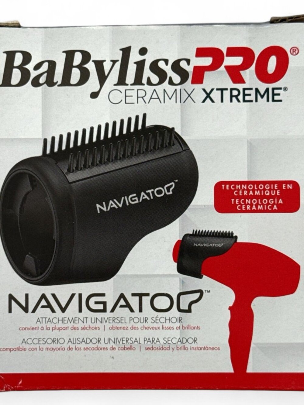 BaByliss PRO Navigator BDBABLK Ceramic Hair Dryer Diffuser Comb Black New